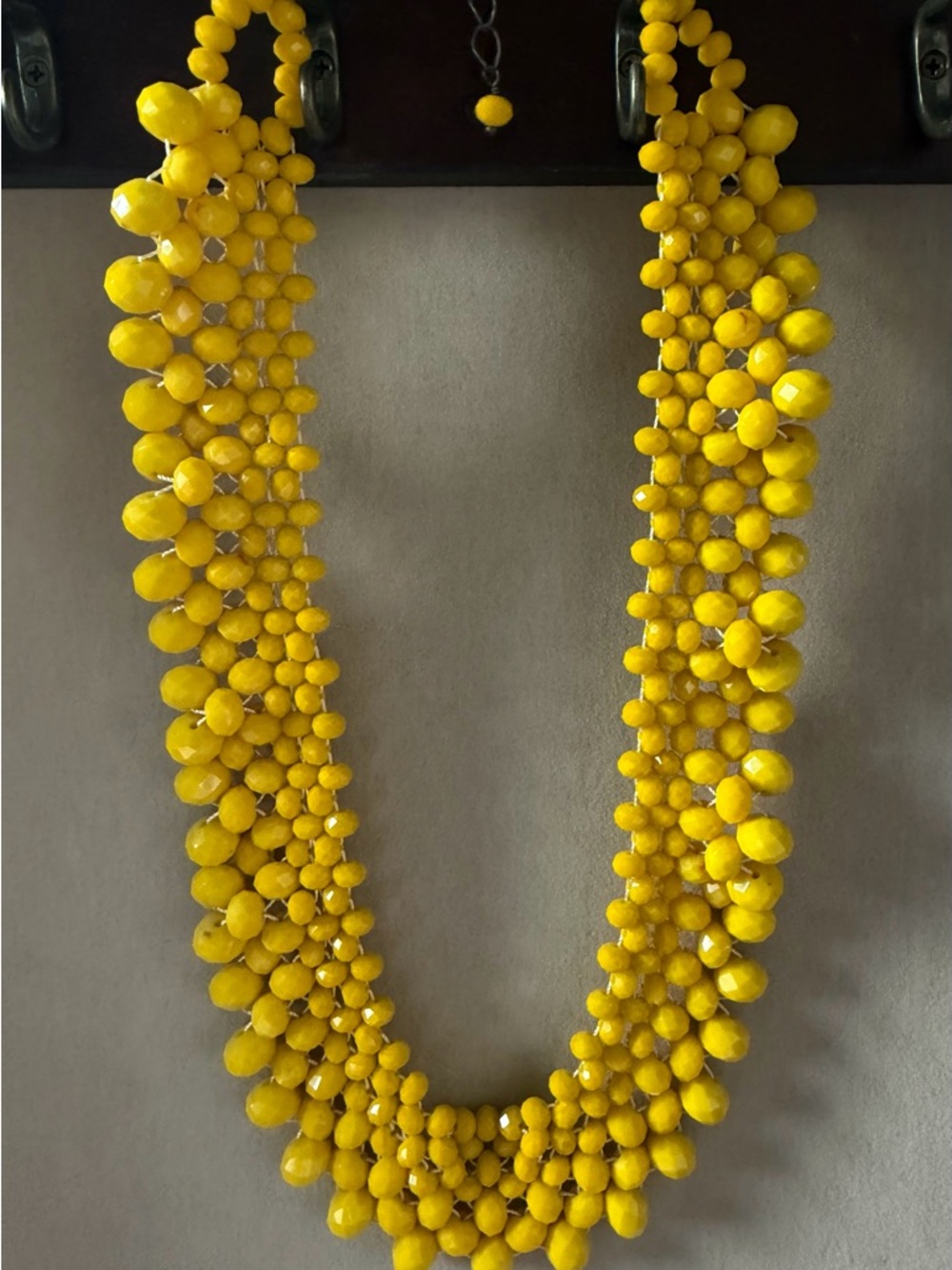 Yellow Statement Multi-Strand Bead Necklace